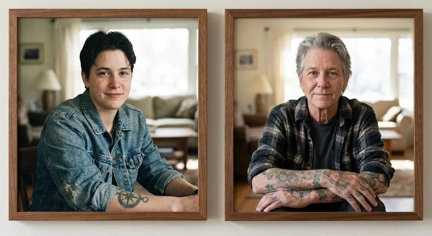 Aged tattoo showing passage of time