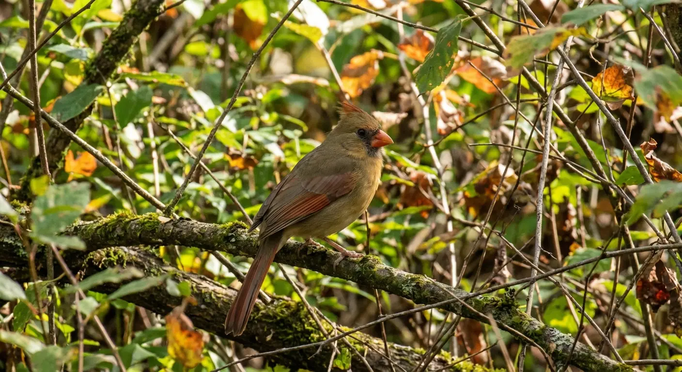 Female cardinal in natural habitat tattoo