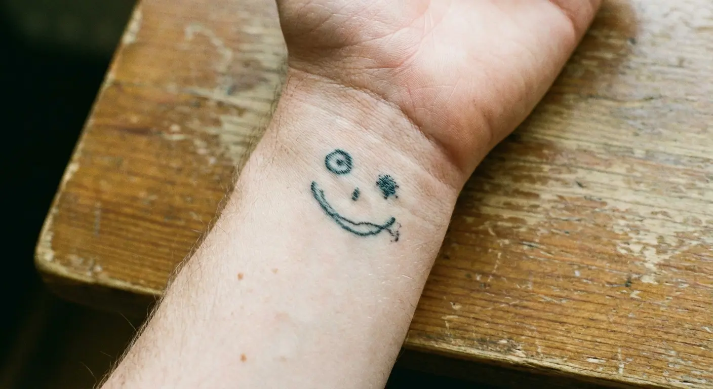 Classic smiley face ignorant style tattoo design