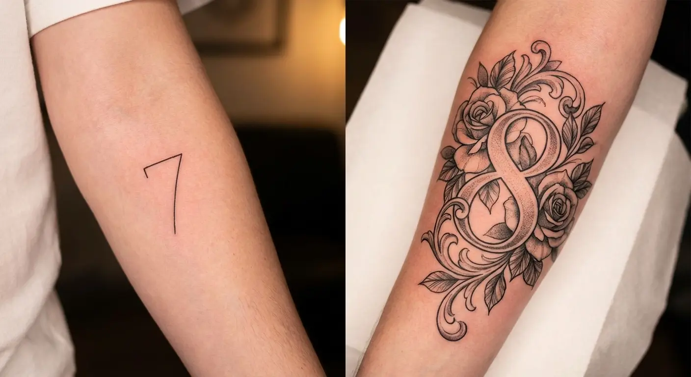 Ornate 333 tattoo design with geometric elements