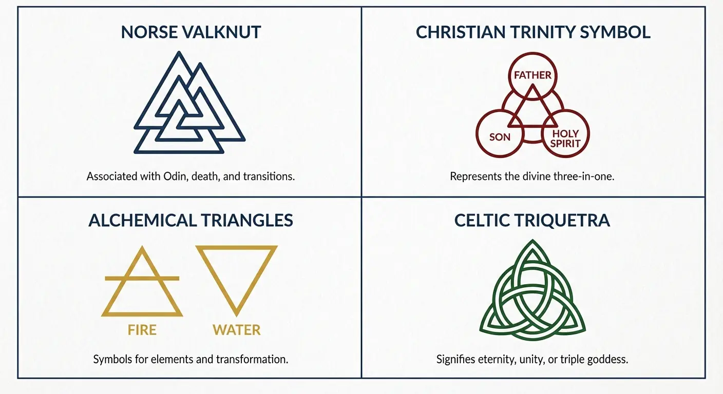 Norse Valknut symbol with three interlocking triangles - traditional style