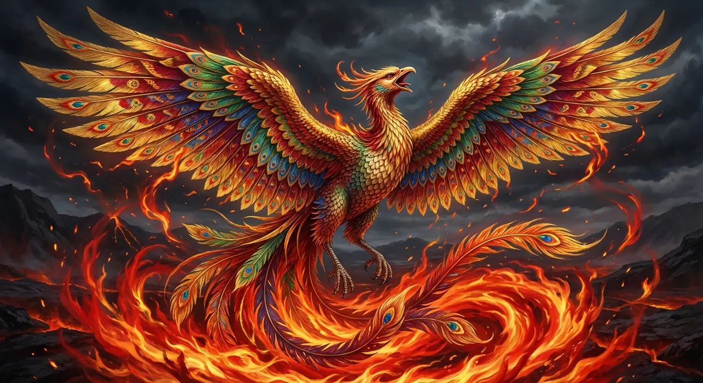Phoenix rising from flames. The artist captured the intensity of transformation, not the Instagram-friendly version.