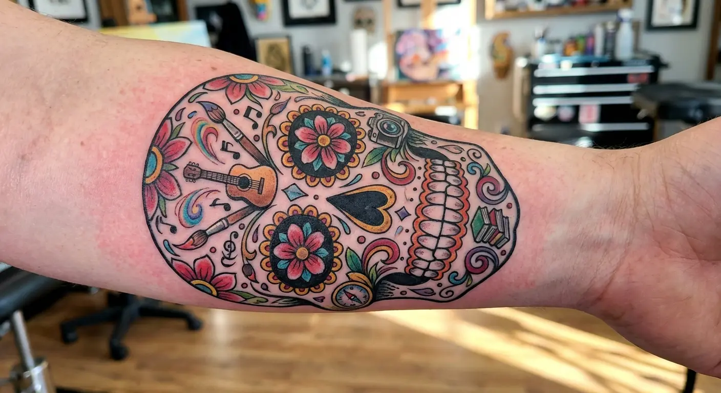 Candy skull with personal hobby elements