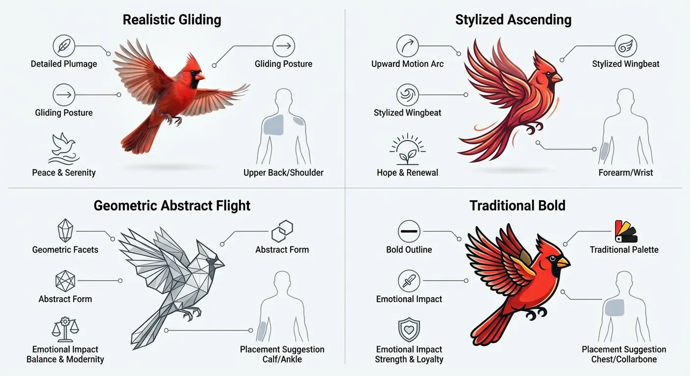 Cardinal breaking through floral border tattoo