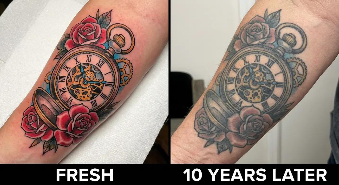 Tattoo aging and body movement considerations