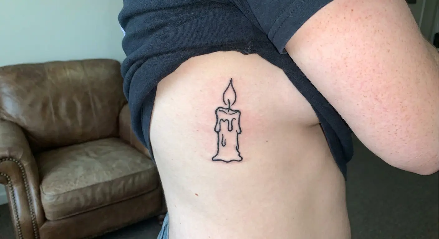 Melting candle ignorant style tattoo