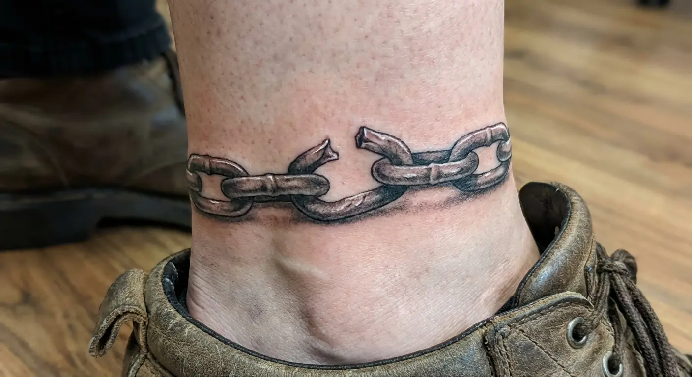 Chain with one broken link on wrist