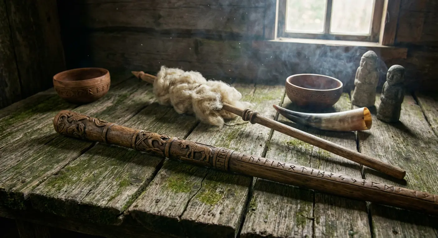 Seidr magic practitioner tools Norse tattoo