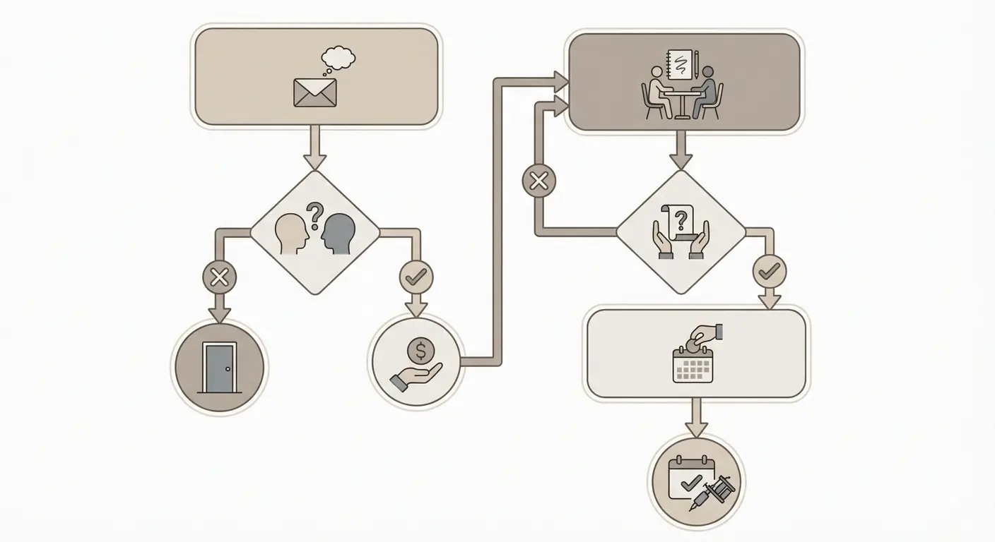 Tattoo artist consultation three dots design