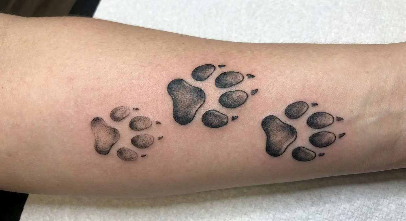 Three-legged dog gait pattern shown in asymmetrical paw prints