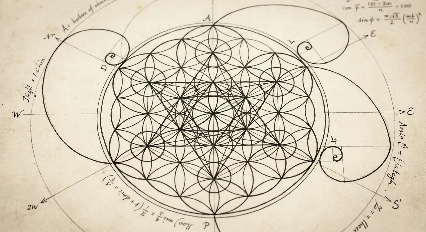 Geometric fibonacci tattoo with sacred geometry