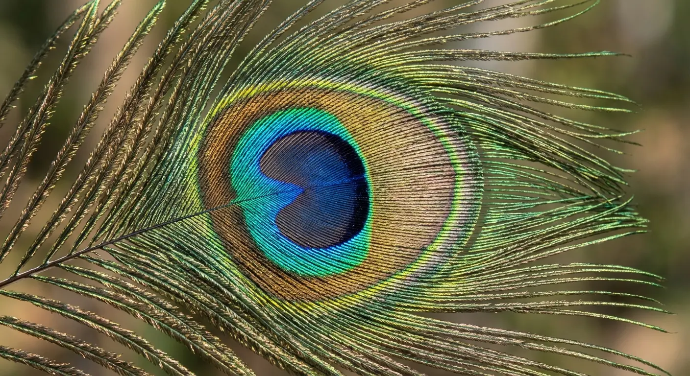 Peacock feather tattoo with distinctive eye pattern