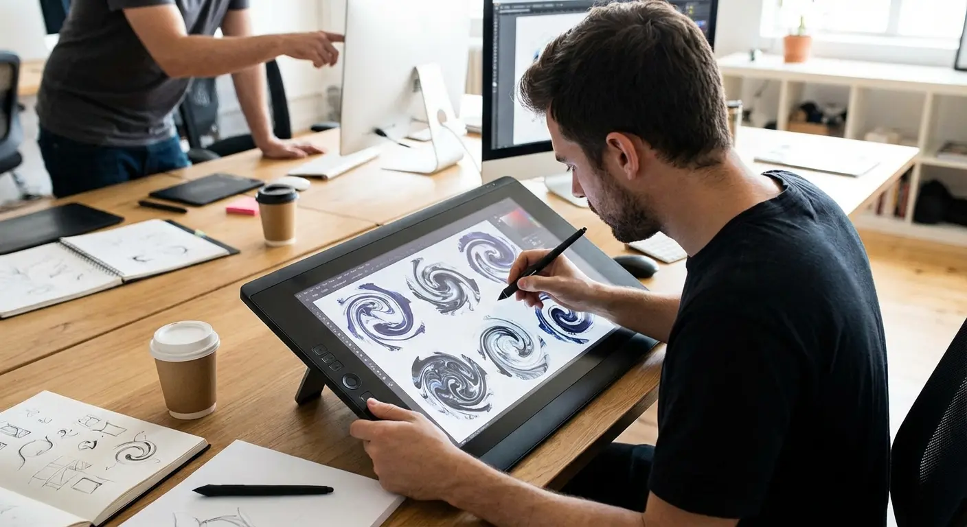 Suminagashi tattoo consultation reference design