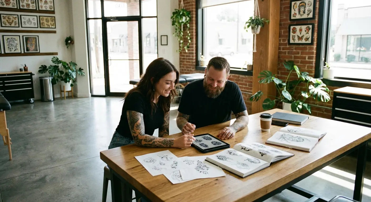 Karma tattoo design visualization process