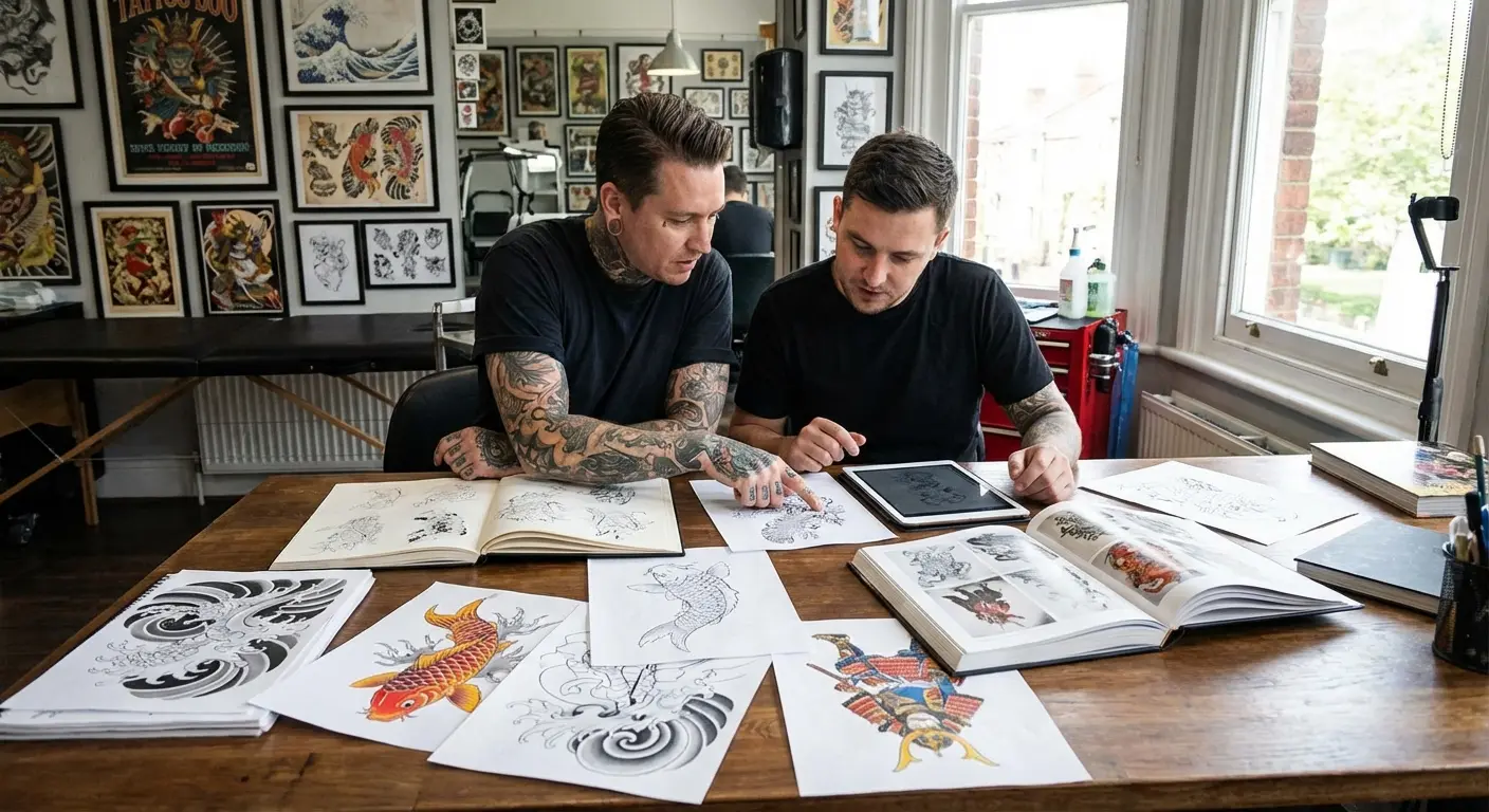 Japanese sleeve tattoo collaboration process