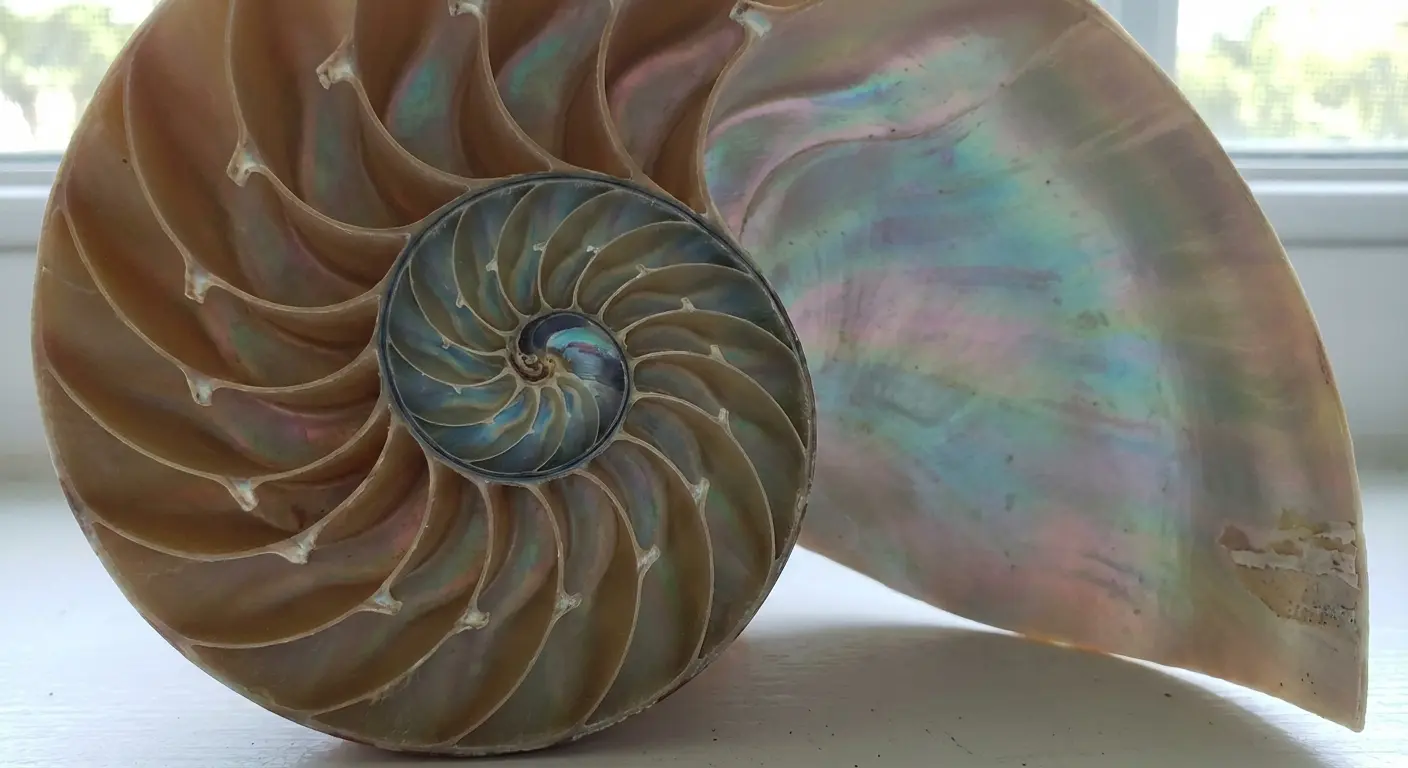 Nautilus shell fibonacci tattoo on shoulder