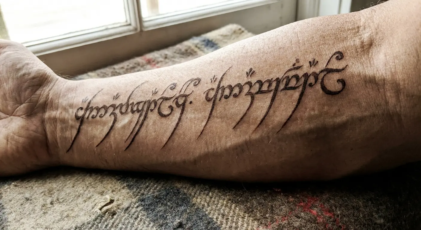 Sindarin on forearm - this one's actually grammatically correct, which is rarer than you'd think