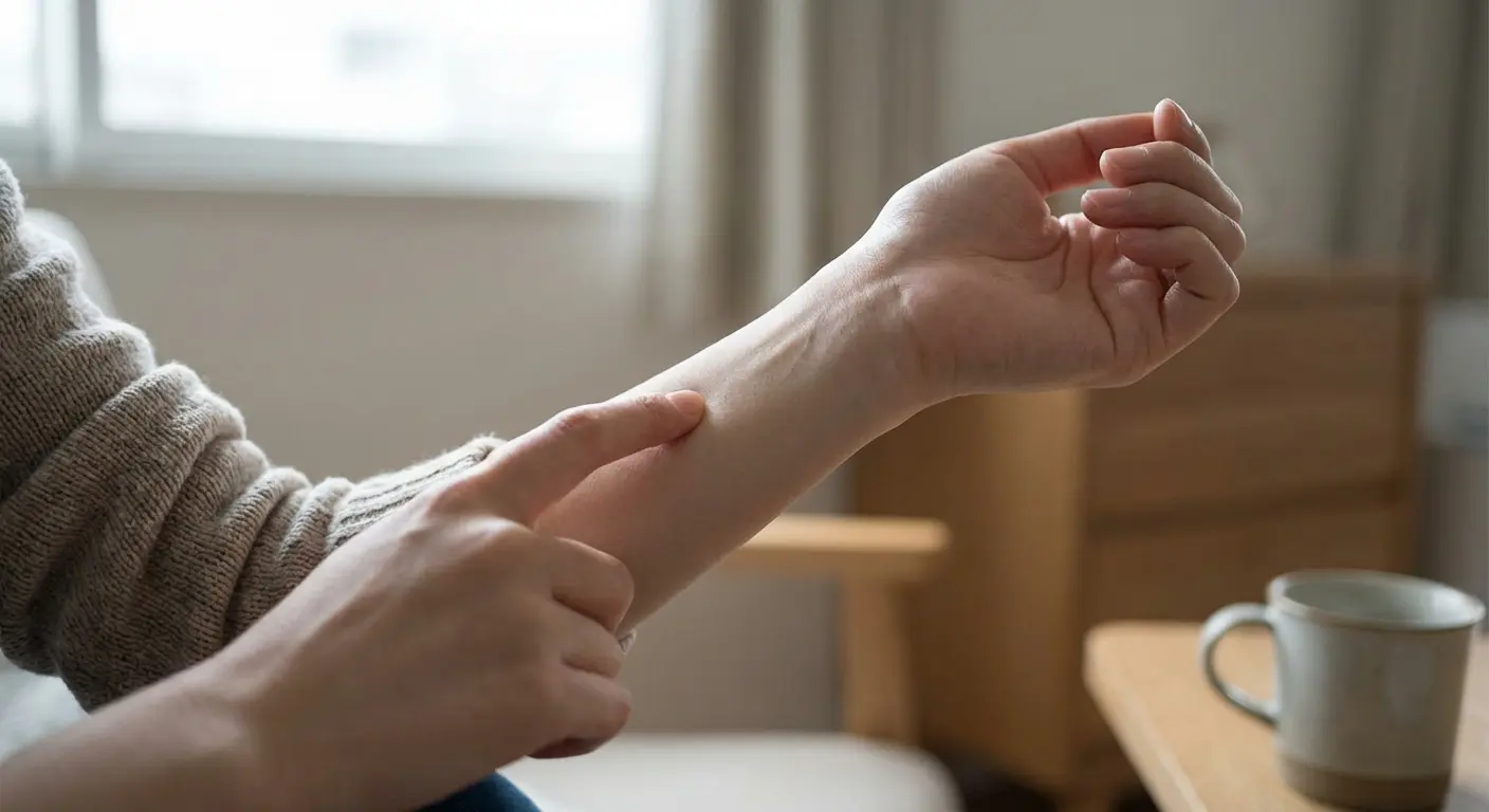 Simple semicolon tattoo on wrist placement