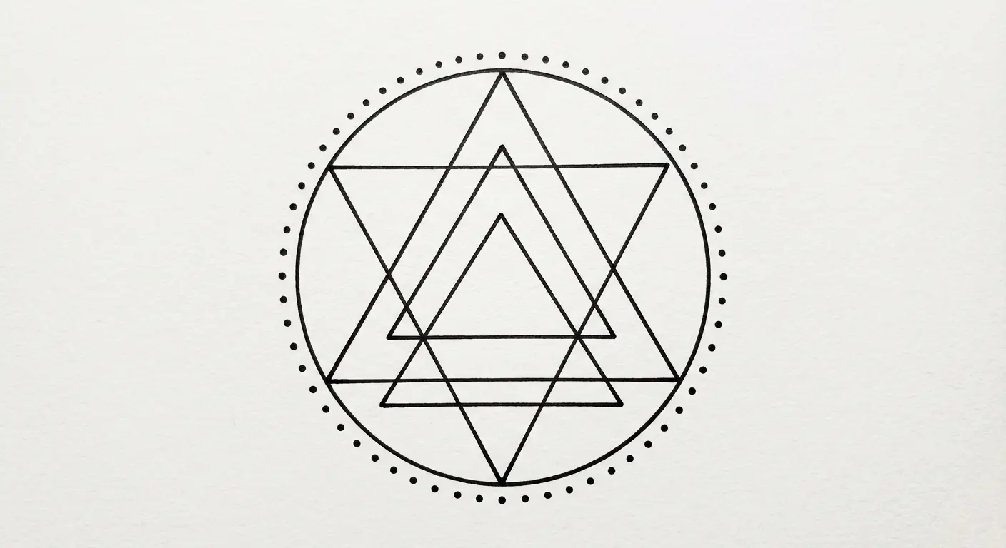 Triangle tattoo with circular frame - contained energy