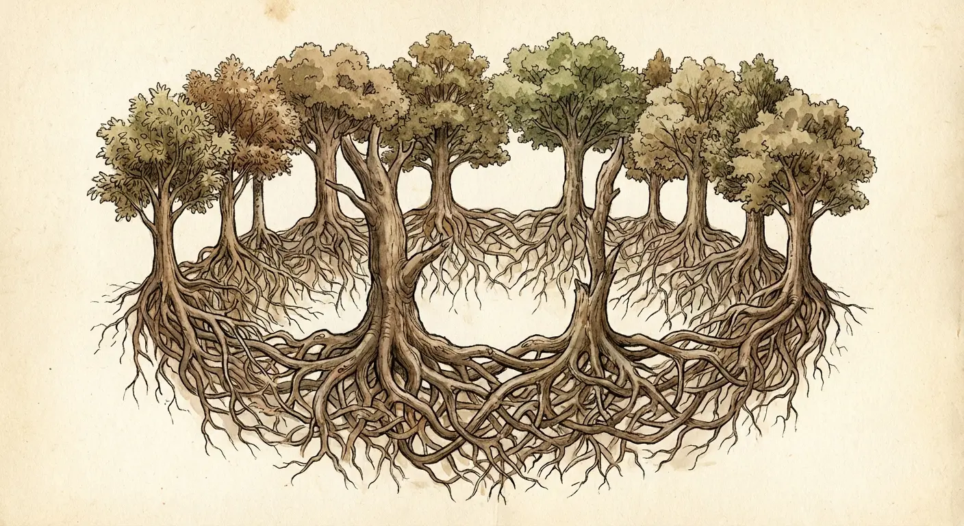 Friendship circle root embrace tattoo design