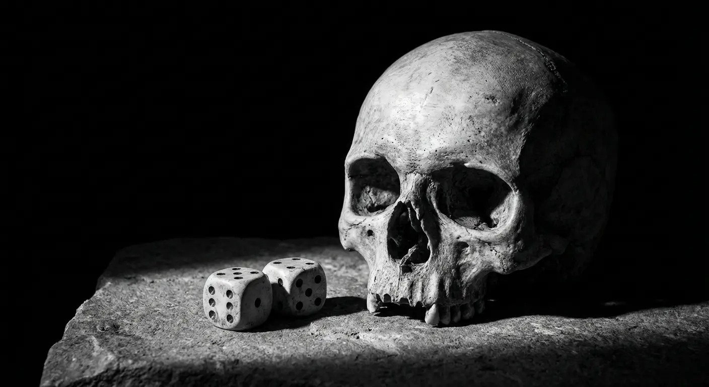 Skull and dice memento mori tattoo