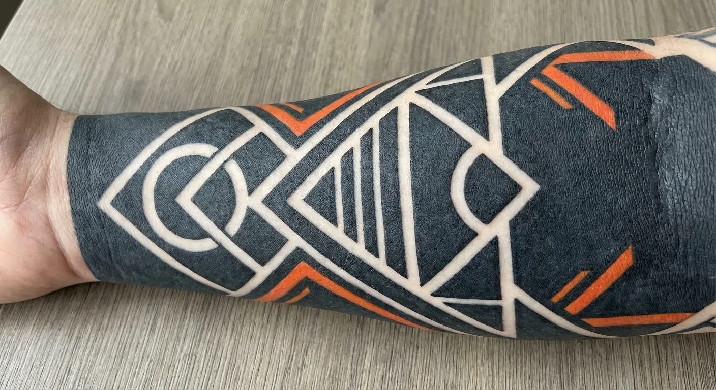 Healed blast over tattoo with bold design