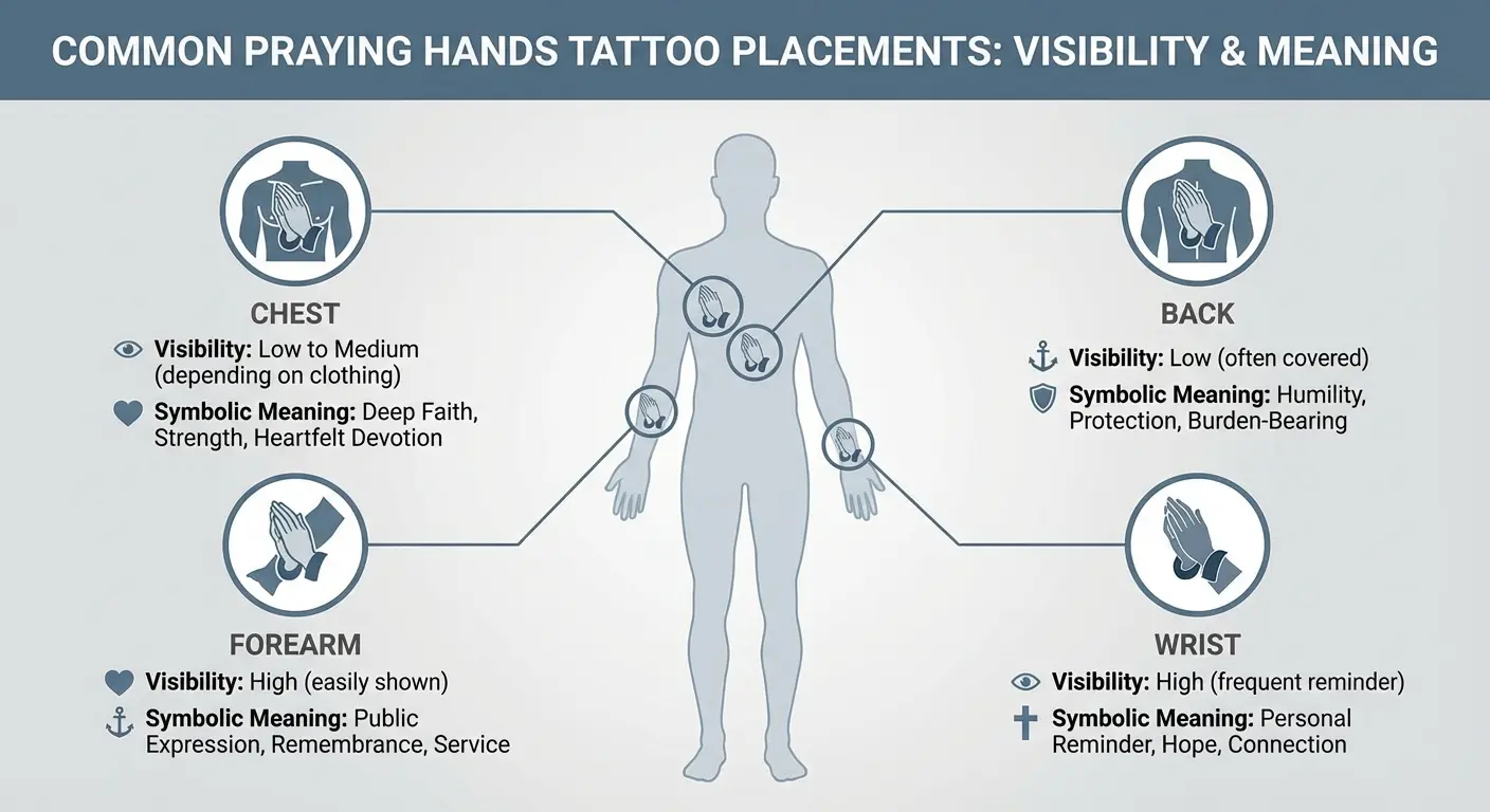 Minimalist fine line praying hands tattoo