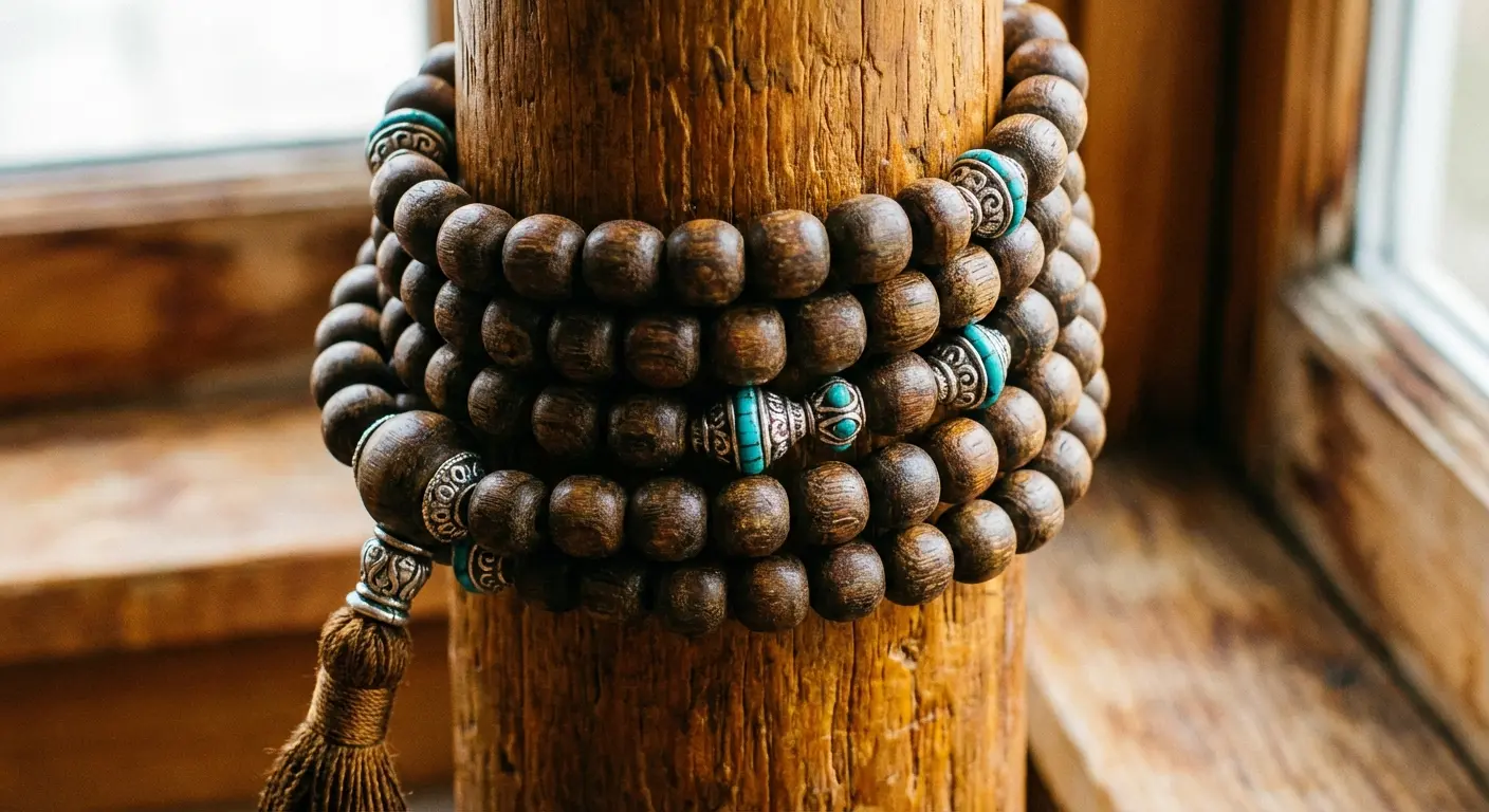 Buddhist prayer beads wrapping tattoo design