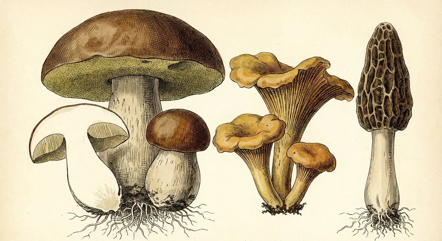 Vintage botanical mushroom cluster tattoo