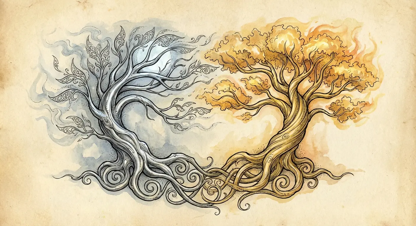 Two Trees of Valinor - notice how the different branch structures distinguish them without needing color