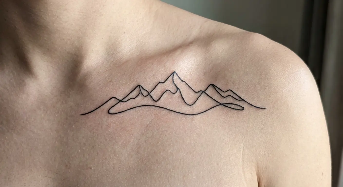 Minimalist mountain range tattoo