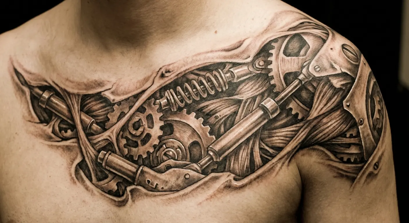 Biomech done right - the flow follows actual muscle connections, not random panel lines.