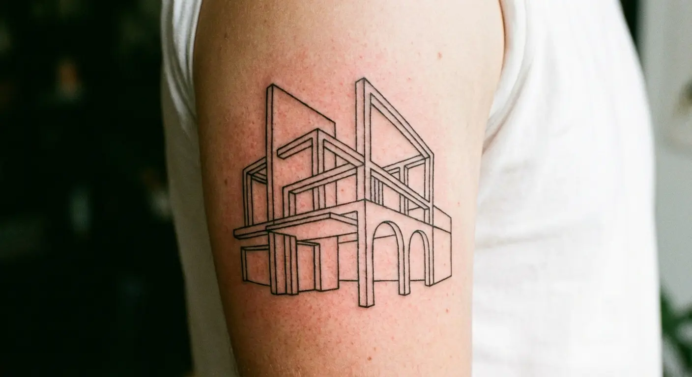 Architectural line work tattoo
