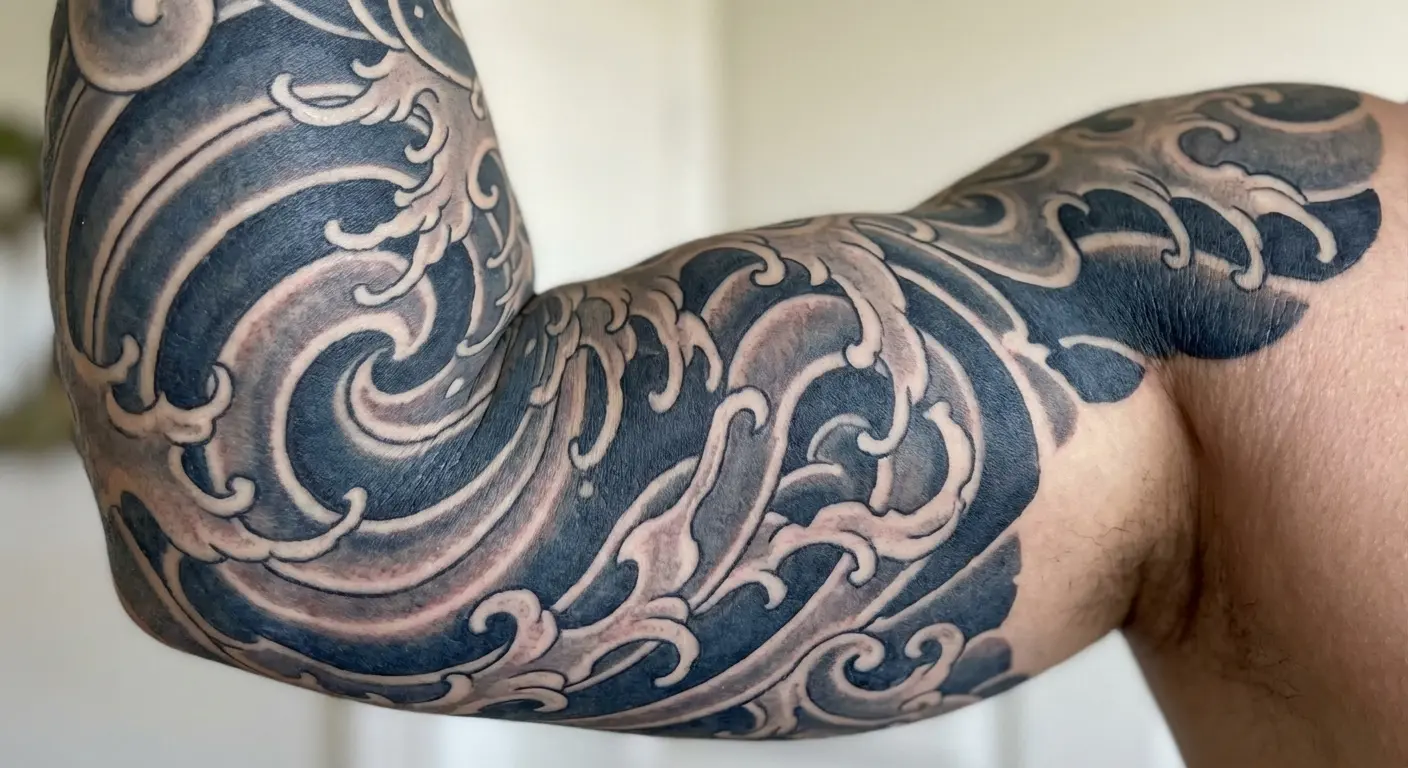 Wave sleeve irezumi tattoo design