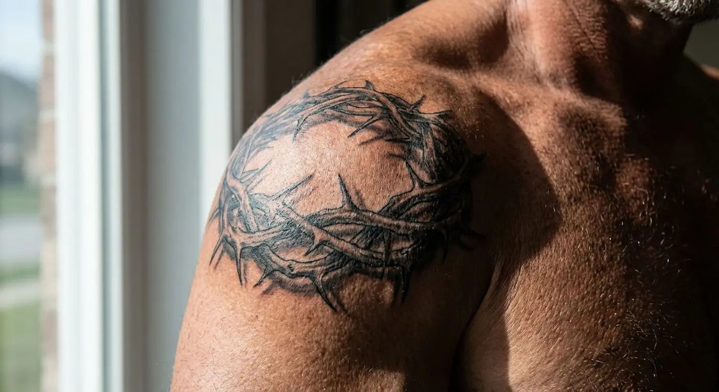 Detailed shoulder guard thorn crown with dimensional shading