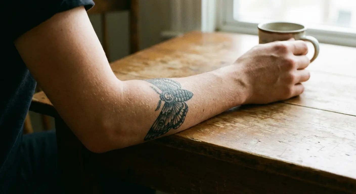 Moth tattoo placement on back