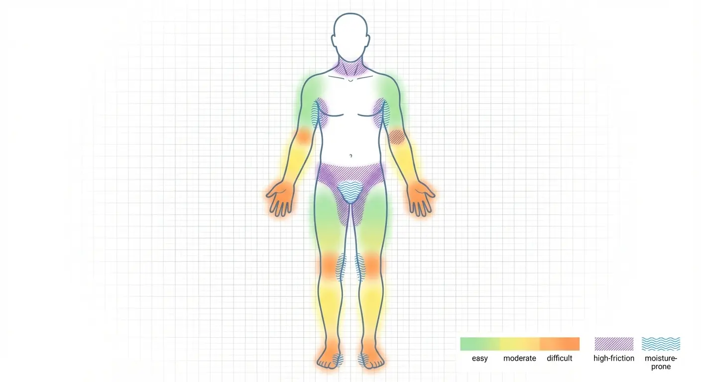 Tattoo placement on high-friction body area