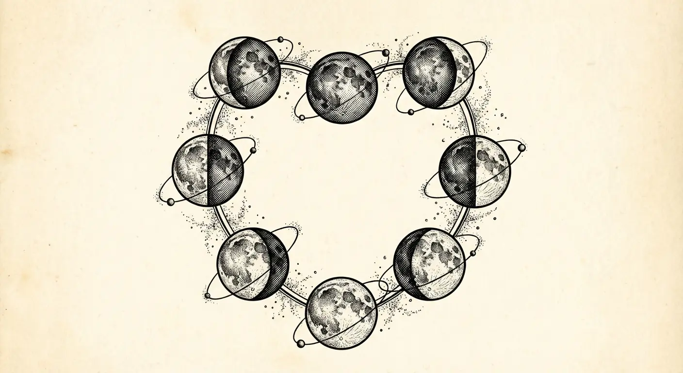 Moon phases heart design