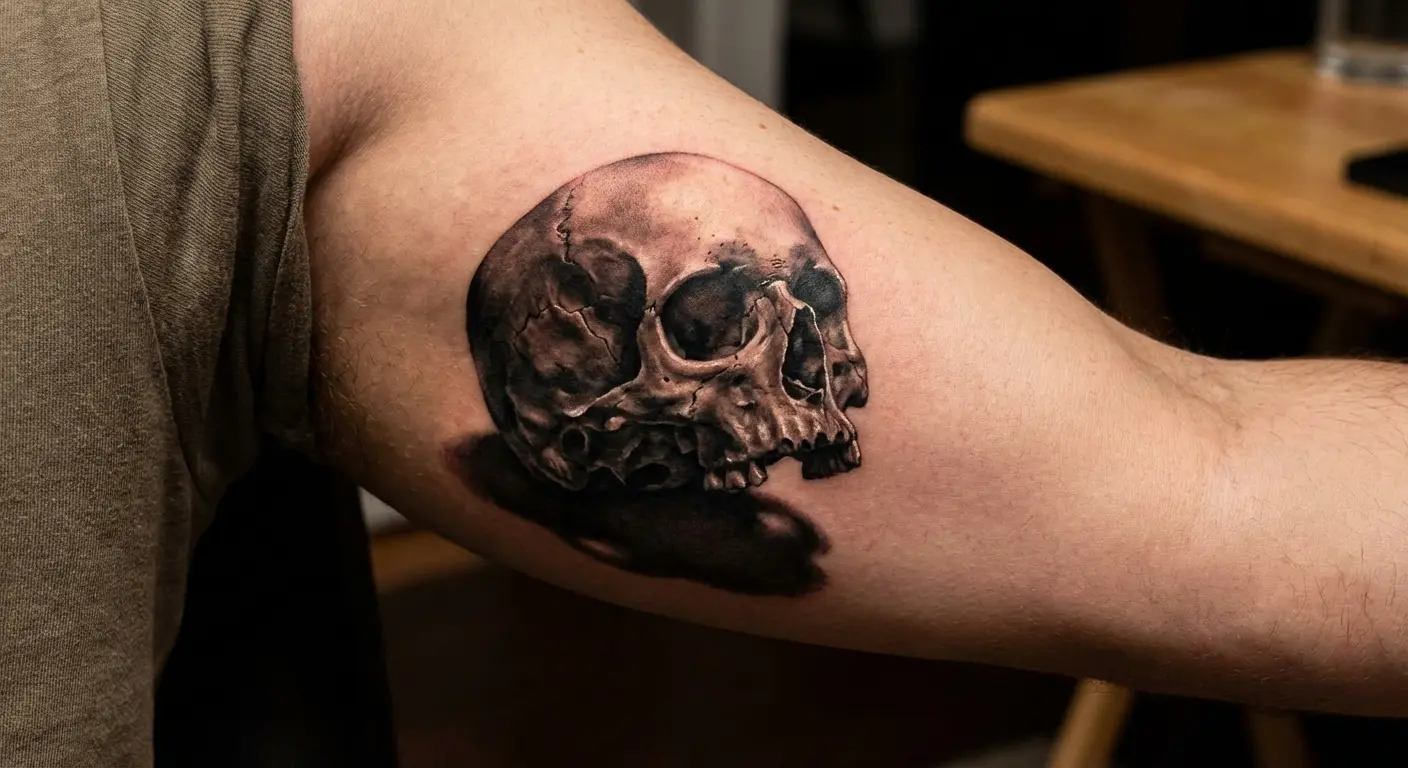 3D floating skull Dark Mark illusion