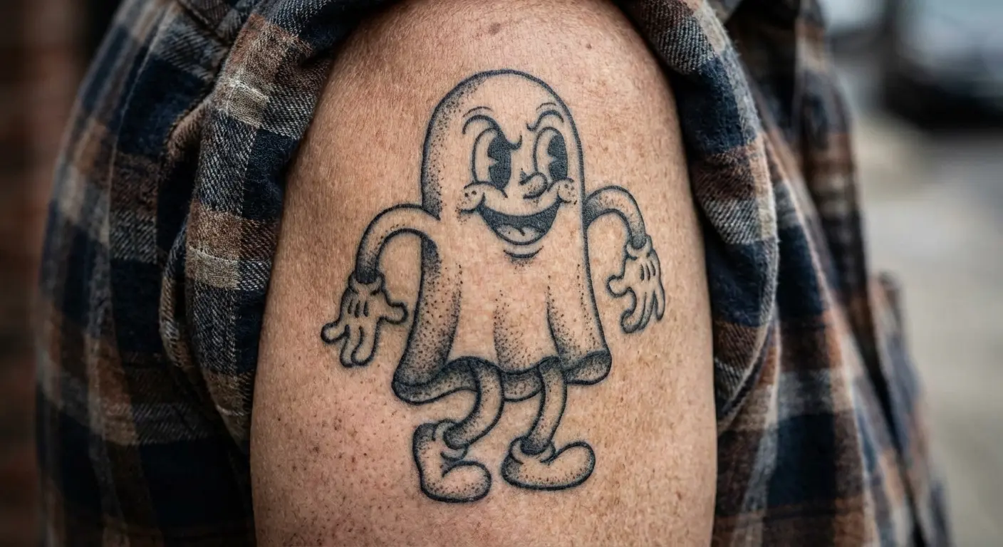 Vintage cartoon style ghost tattoo