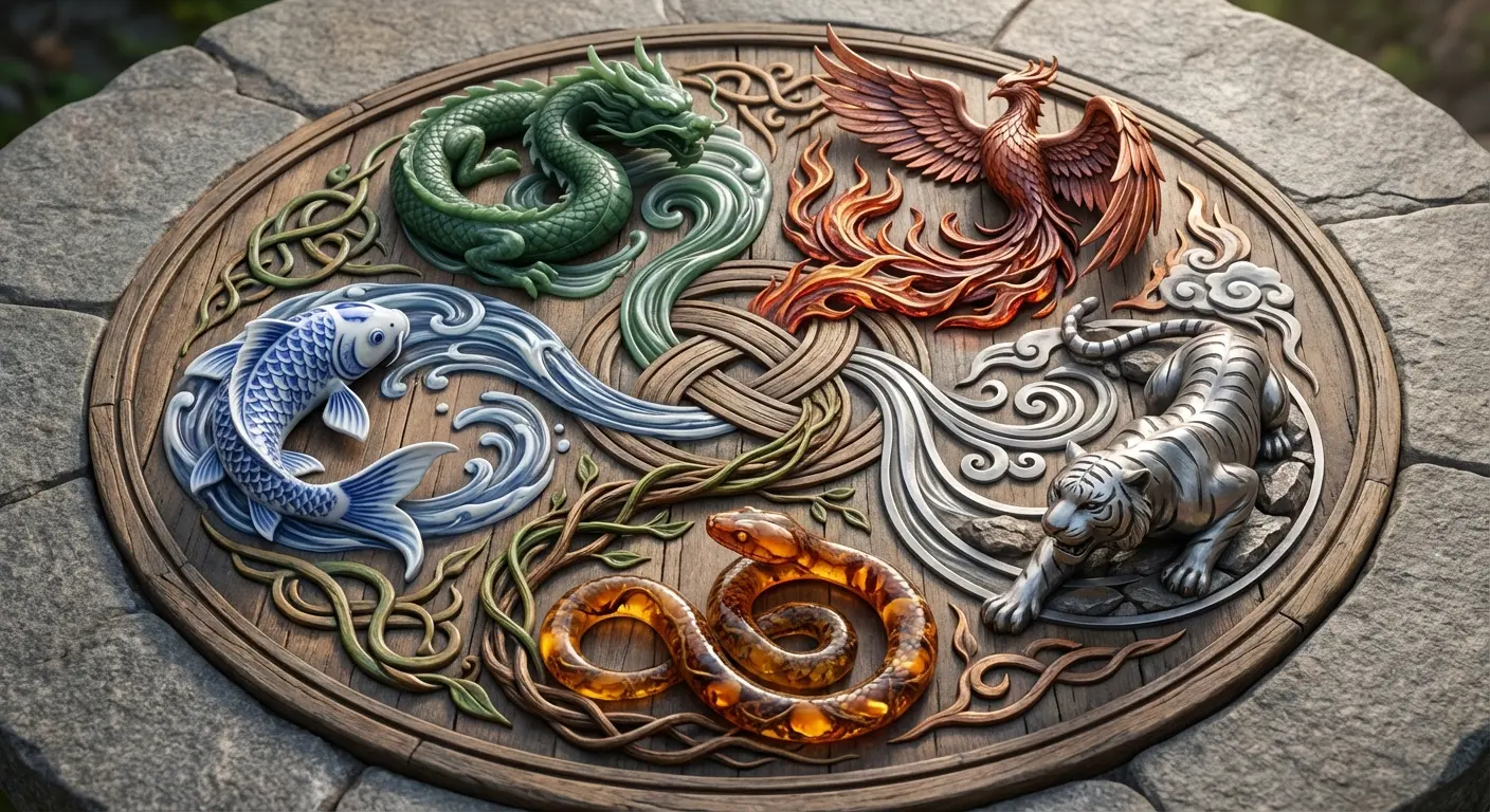 Japanese dragon with bold outlines wrapping around the arm like water flows around rocks