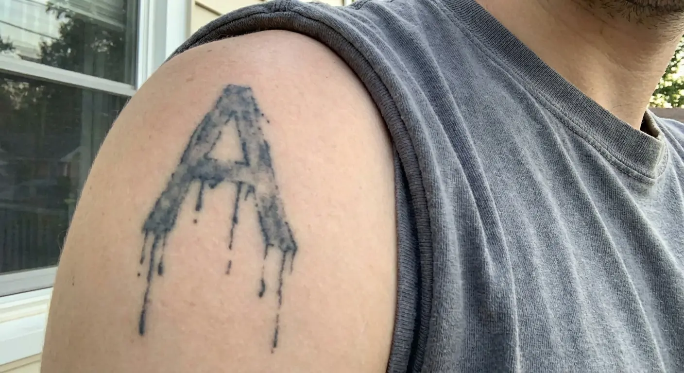 Drippy letter design ignorant style tattoo