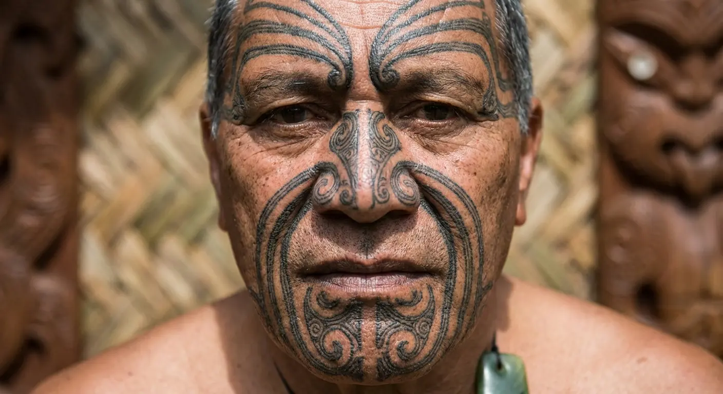 Maori Tā Moko warrior tattoo design