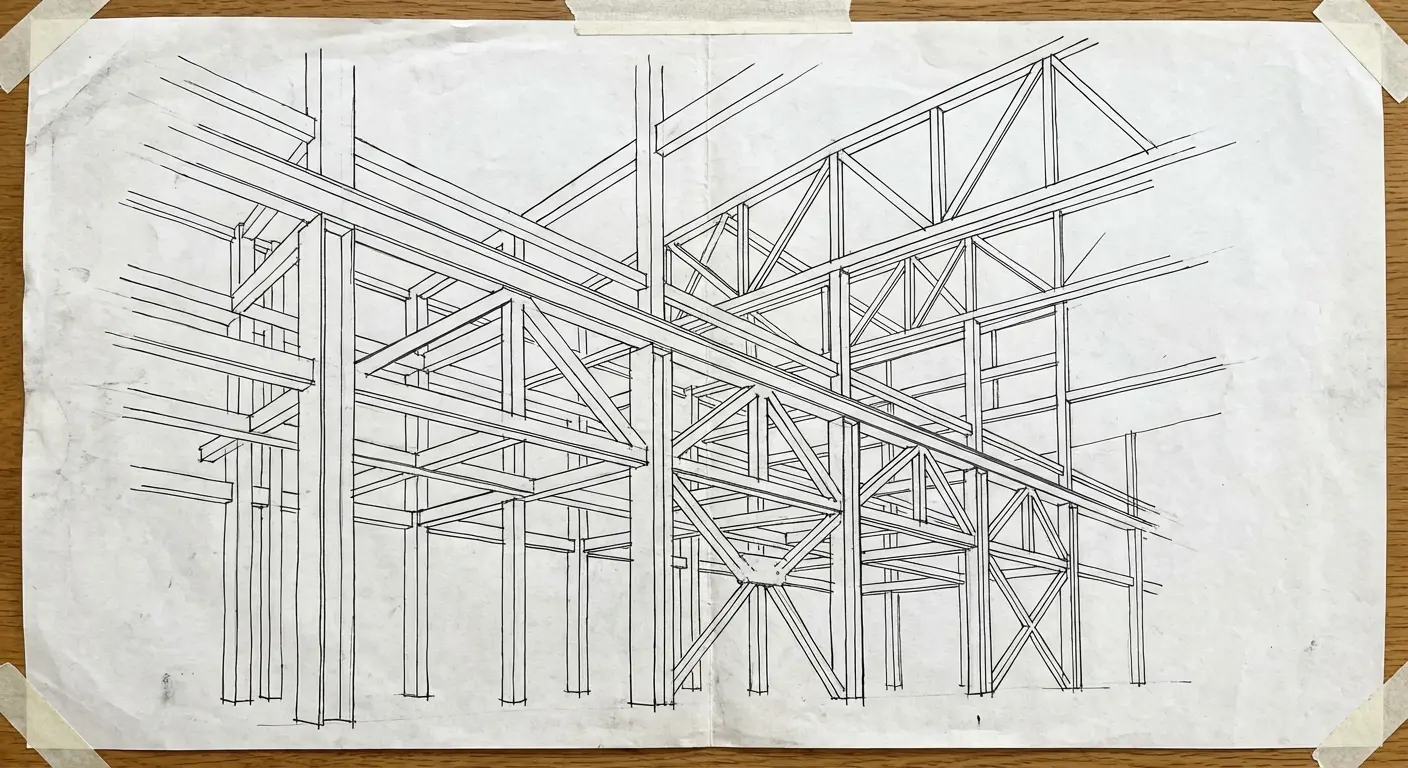 Side torso architectural framework tattoo