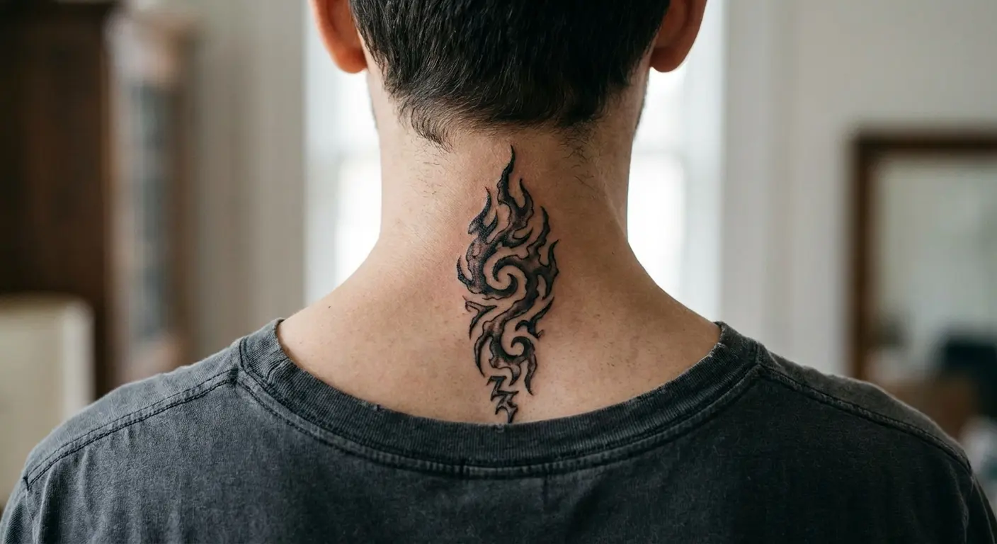 Neck extension curse mark tattoo design