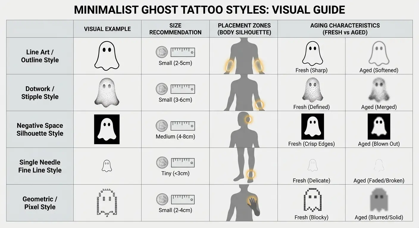 Single line minimalist ghost tattoo