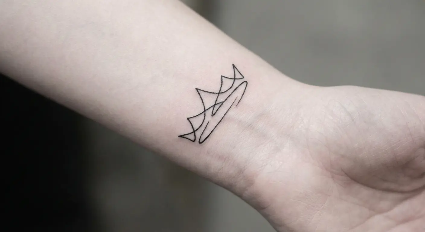 Simple continuous line drawing forming minimalist crown of thorns