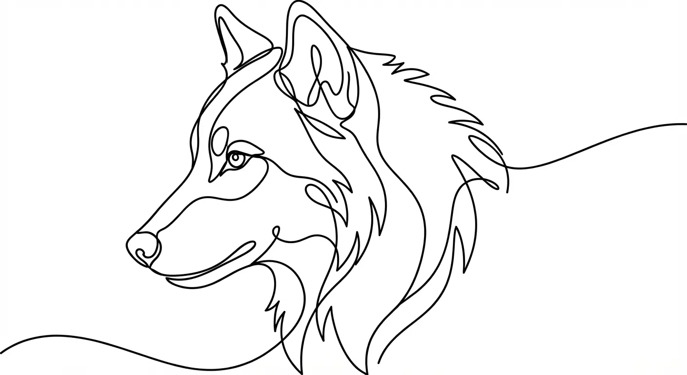 One-line wolf drawing (harder to tattoo than it looks)
