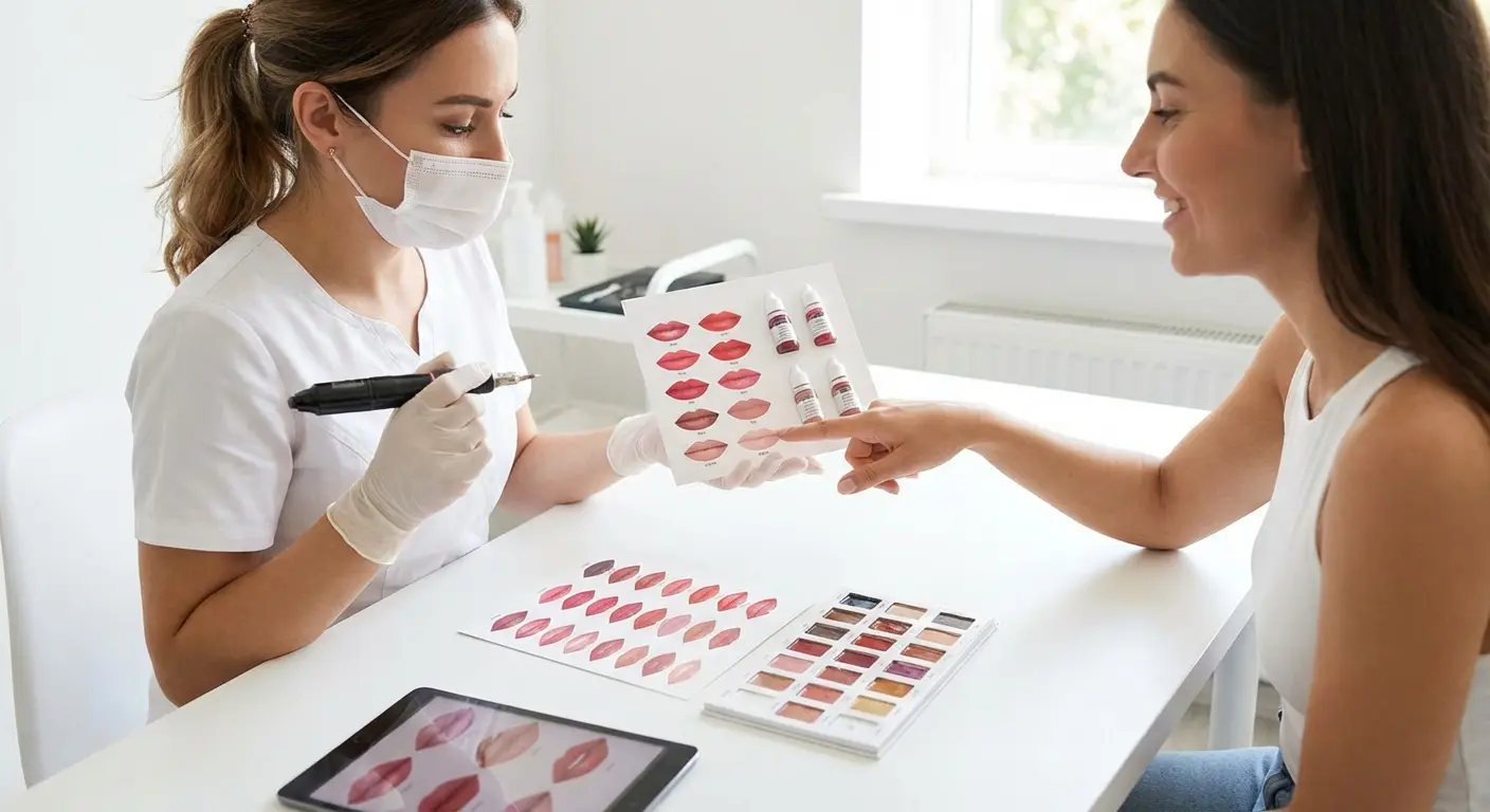 Woman with natural lip tattoo results