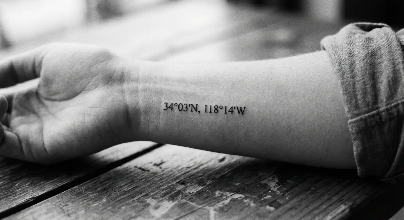 Coordinate tattoo design with meaningful location